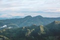 View of green hills and trees.