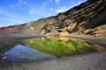 Green Lagoon in volcanic landscape, El Golfo, Lanzarote, Canary