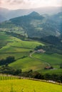 View of the green meadows and mountains near Aia Royalty Free Stock Photo