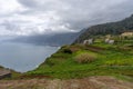 View of green mountains and Atlantic coast of Madeira in Miradouro da Eira da Achada Royalty Free Stock Photo