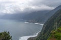 View of green mountains and Atlantic coast of Madeira in Miradouro da Eira da Achada Royalty Free Stock Photo