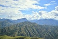 View of green mountains with clear sky in Ollon village, Tana Toraja area, South Sulawesi, Indonesia