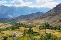 View of green mountains and valley with a Stupa from Likir monastery, Ladakh, India Royalty Free Stock Photo