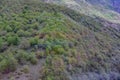 View of the green mountains from the Wings of Tatev cable car. Picturesque views. Armenia 2019