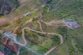 View of the green mountains from the Wings of Tatev cable car. Picturesque views. Armenia 2019