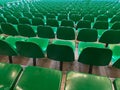 View of green seats in a soccer stadium