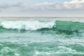 View of green turquoise stormy sea wave Royalty Free Stock Photo