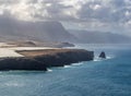 View of greenhouses and Roque partido in Grand Canary island, Spain Royalty Free Stock Photo