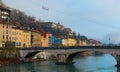 View on Grenoble with cable car in France