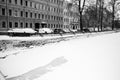 View of Griboyedov Canal embankment in winter, St. Petersburg, Russia. .