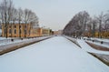 View of the Griboyedov canal in winter in St. Petersburg, Russia