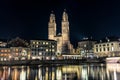 View of the Grossmunster cathedral in Zurich