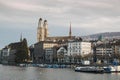 View of the Grossmunster great minster Church and the Limmat River