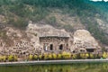 View of Grottoes on West Hill in Longmen Caves