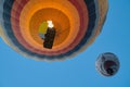 View from the ground of colorful hot air balloon Royalty Free Stock Photo