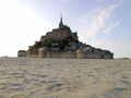 View from the ground of french monument mont saint michel