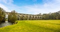 A view from the ground level of the Chirk Aqueduct and railway viaduct at Chirk, Wales Royalty Free Stock Photo