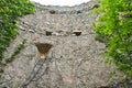 view from the ground in an old stone tower