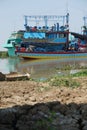 View of a group of colorful fishing boats