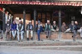 View of a group of old men sitting on the streets of Bhaktapur, Nepal Royalty Free Stock Photo