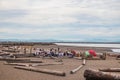 View of a group of students enjoying a day at Wreck Beach