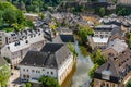 View of Grund district and Alzette river in Luxembourg Royalty Free Stock Photo