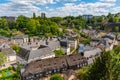 View of Grund district and Alzette river in Luxembourg Royalty Free Stock Photo