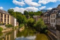 View of Grund district and Alzette river in Luxembourg Royalty Free Stock Photo