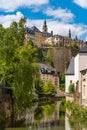 View of Grund district and Alzette river in Luxembourg Royalty Free Stock Photo