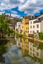 View of Grund district and Alzette river in Luxembourg Royalty Free Stock Photo