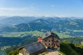 View from Gruttenhuette, an alpine hut on Wilder Kaiser mountains, Going, Tyrol, Austria -  Hiking in the Alps of Europe Royalty Free Stock Photo