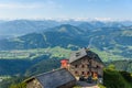 View from Gruttenhuette, an alpine hut on Wilder Kaiser mountains, Going, Tyrol, Austria -  Hiking in the Alps of Europe Royalty Free Stock Photo