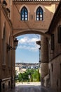 An archway from a facade of the rich Catholic historic and iconic Cathedral of Guadix, Andalusia, Spain. Royalty Free Stock Photo