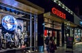 View of Guess store window in Santa Monica, California.