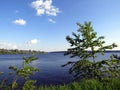 View of the Gulf of the Kama River Dobryanka, Ural, Russia from a steep bank. Royalty Free Stock Photo