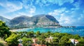 Gulf of Mondello and Monte Pellegrino, Palermo, Sicily island, Italy Royalty Free Stock Photo