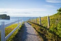 View of Gulf of Saint Lawrence from Perce village trail at summer sunset Royalty Free Stock Photo