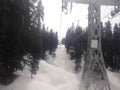 A view of Gulmarg from the cable ropeway during winter season after the snow fall Royalty Free Stock Photo