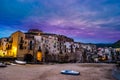 View on habour and old houses in Cefalu at night, Sicily Royalty Free Stock Photo