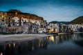 View on habour and old houses in Cefalu at night, Sicily Royalty Free Stock Photo