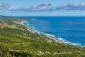 A view from Hackleton Cliffs towards Bathsheba beach in Barbados Royalty Free Stock Photo