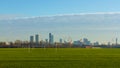 View from Hackney Marshes to Canary Wharf Royalty Free Stock Photo