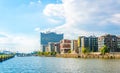 View of the hafencity district dominated by elbe philharmony in Hamburg, Germany