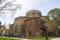 View of Hagia Irene church on the front and dome of Hagia Sophia on the background. Royalty Free Stock Photo