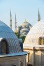 View from Hagia Sofia over the roofs on the Blue Mosque - Istanbul, Turkey Royalty Free Stock Photo