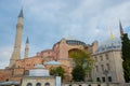 View of Hagia Sophia, Christian patriarchal basilica, imperial mosque and now a museum. Istanbul, Turkey Royalty Free Stock Photo