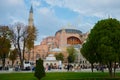 View of Hagia Sophia, Christian patriarchal basilica, imperial mosque and now a museum. Istanbul, Turkey Royalty Free Stock Photo