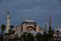 View of Hagia Sophia, Christian patriarchal basilica, imperial mosque and now a museum. Istanbul, Turkey. Blue, exterior Royalty Free Stock Photo