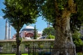 The view of Hagia Sophia from the courtyard of Blue Mosque Royalty Free Stock Photo