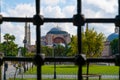 The view of Hagia Sophia from the courtyard of the Sultan Ahmet Mosque, Istanbul, Turkey